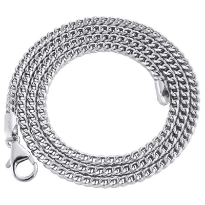 Pre-owned Jfl Diamonds & Timepieces Solid 10k White Gold 2.90mm Mens Franco Chain 3d Square Box Necklace 20-26 Inch