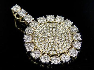 Pre-owned Jewelry Unlimited Men's 10k Yellow Gold Genuine Diamond Cluster Medallion Pendant Charm 4 Ct 1.75" In G-h