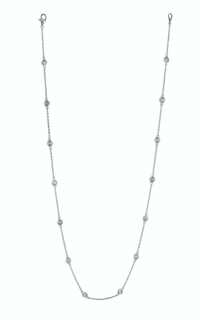 Pre-owned Morris &amp; David 2.00 Carat Diamond By The Yard Necklace Si 14k White Gold 14 Stones 18 Inches