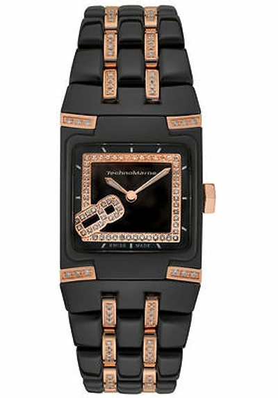 Pre-owned Technomarine Black Snow 308003 Swiss Ceramic Diamond Ret$4950 Rose Gold