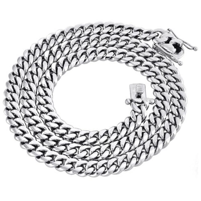 Pre-owned Jfl Diamonds & Timepieces 10k White Gold 8.75mm Solid Miami Cuban Link Necklace Box Clasp Chain 24 Inch