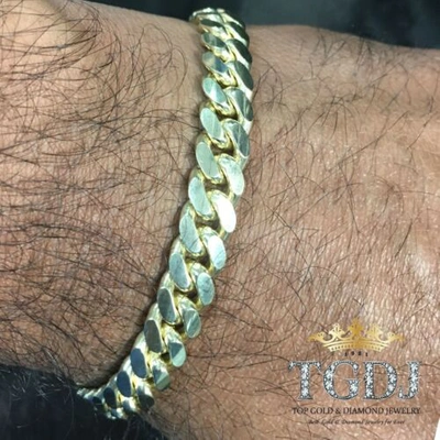Pre-owned Tgd Jewelry 14k Gold Mens Cuban Link Bracelet High Quality