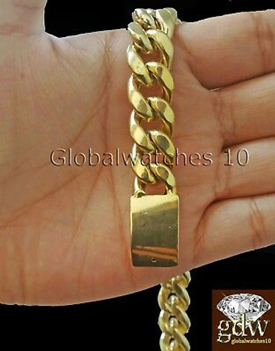 Pre-owned G&d Real 10k 13mm Yellow Gold Men Miami Cuban Bracelet Customized Box Lock 8.5 Inch