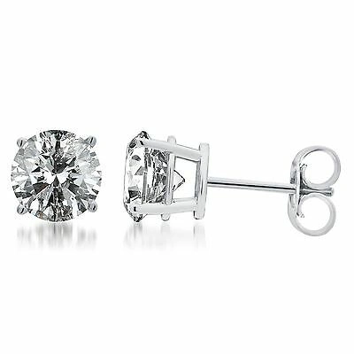 Pre-owned Jewelry Unlimited 14k Men's Ladies White Gold Round Cut Diamond Solitaire Studs Earrings 2 Ct