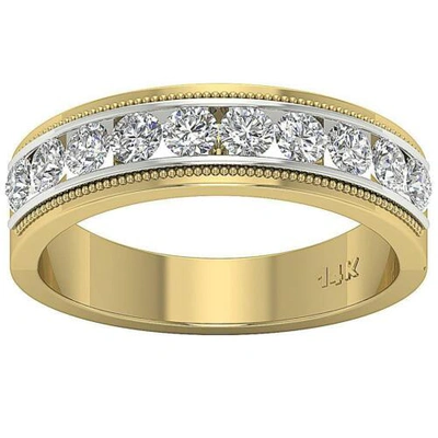 Pre-owned Diamondforgood Vvs1 E Round Diamond 1.00ct 14k Two-tone Gold Men's Engagement Ring Channel Set In White