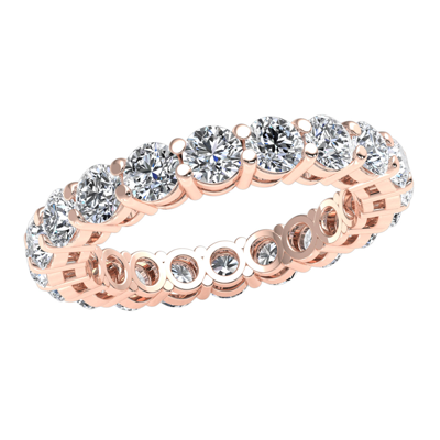 Pre-owned Jewelwesell Natural 3ct Open Gallery Eternity Band Ring Round Genuine Diamond 10k Gold
