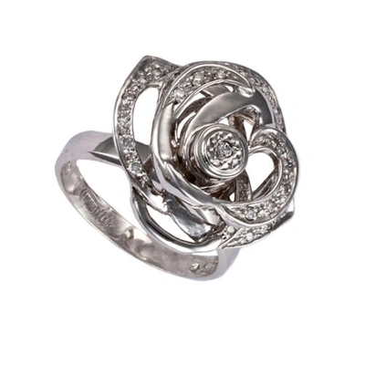 Pre-owned Gems4me Flower Motion Ring In 14k Gold And Diamonds - Fl886 In White/colorless