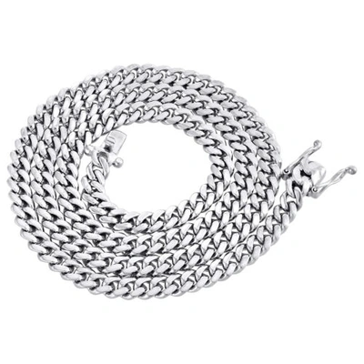 Pre-owned Jfl Diamonds & Timepieces 10k White Gold 6.50mm Solid Miami Cuban Link Necklace Box Clasp Chain 26 Inch