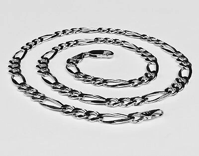 Pre-owned R C I 14k White Gold 20" Mens Solid Figaro Curb Link Chain/necklace 6mm 21 Grams