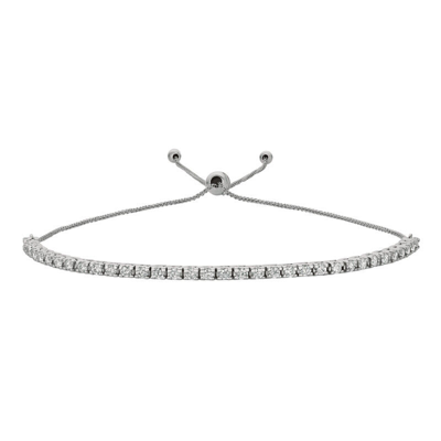 Pre-owned Morris 1.00 Carat Natural Diamond Bolo Bracelet Si 14k White Gold 7'' Adjustable