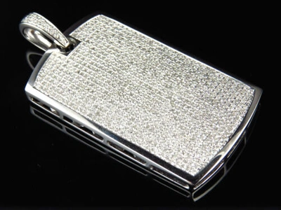 Pre-owned Jewelry Unlimited Mens 10k White Gold Real Diamond Mini Micro Dog Tag Pendant Charm 3 Ct In H-i