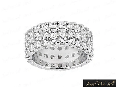 Pre-owned Jewelwesell 5.25ct Round Diamond 3-row Eternity Wedding Band Ring 14k White Gold