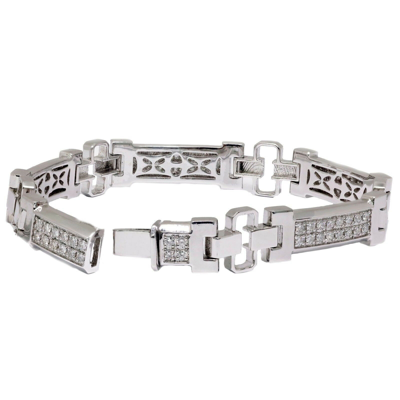 Pre-owned Navid Jewelry Inc Men's 14k White Gold Bracelet 2.77 T.c.w Vs1 Natural Diamonds In 8.5