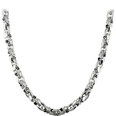 Pre-owned Bullet Mens Medium Size Twisted  Link Chain In 14k White Gold, 24 Inches