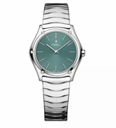 Pre-owned Ebel Green Dial Stainless Steal Swiss Quartz Wave Woman's Watch 1216506a