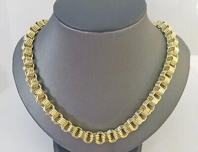 Pre-owned Gold & Diamond Jewelers Real 10k Gold Byzantine Chain Mens Necklace 8.5 Mm 22" Inch 10kt Yellow Gold