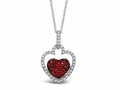 Pre-owned Le Vian Levian 14k White Gold Ruby H-i Si1 Diamond 0.67 Cts 18" Pendant Necklace In Red