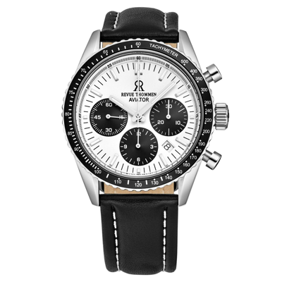 Pre-owned Revue Thommen 17000.6532 'aviator' Leather Strap Chronograph Automatic Watch