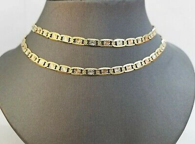 Pre-owned Valentino Garavani 14k Valentino Trio - Gold Women's Link Chain 26" Necklace 5mm With Diamond Cuts In Multicolor