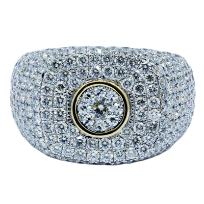 Pre-owned Navid Jewelry Inc 5.00 Ct F Vs1 14k Yellow Gold Men's Diamond Ring