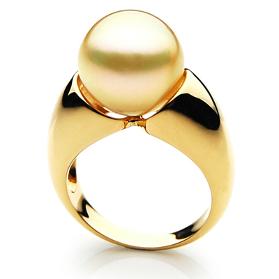 Pre-owned Pacific Pearls® Australian South Sea 13mm Golden Pearl Rings Gift For Girlfriend