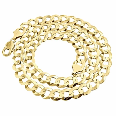 Pre-owned Jfl Diamonds & Timepieces Real 10k Yellow Gold 11mm Chiseled Curb Cuban Link Style Chain Necklace 20-30"