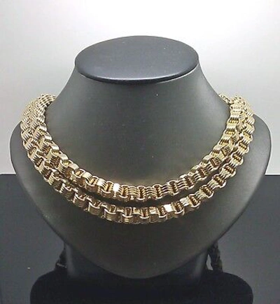 Pre-owned Globalwatches10 Real 10k Yellow Gold Byzantine Chain 10mm 32" Necklace