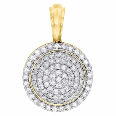Pre-owned Jfl Diamonds & Timepieces 10k Yellow Gold Real Diamond Round Pillow Medallion Pendant Mens Charm 1.92 Ct. In White