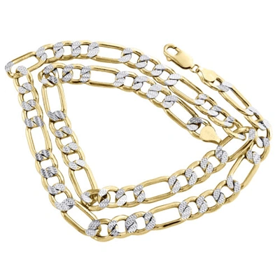 Pre-owned Jfl Diamonds & Timepieces 10k Yellow Gold 9.50mm Diamond Cut Hollow Figaro Chain Link Necklace 20-30 Inch