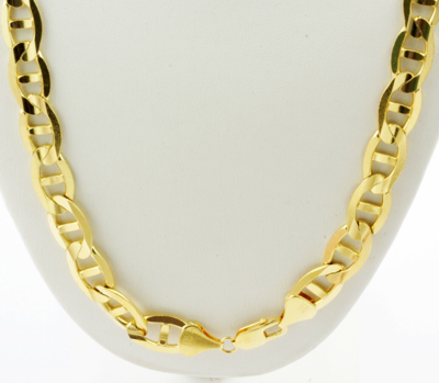 Pre-owned Gd Diamond 83gm 14k Solid Gold Yellow Men's Mariner Concave Chain Heavy Necklace 24" 10mm