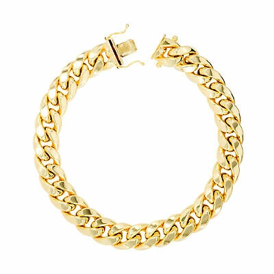 Pre-owned Nuragold 14k Yellow Gold 11mm Mens Miami Cuban Link Italian Chain Bracelet Box Clasp 8"