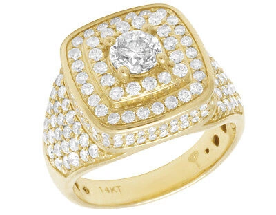 Pre-owned Jewelry Unlimited Men's 14k Gold Ring Real Diamond Solitaire 3d Pinky Wedding Ring 3 1/3 Ct 17mm