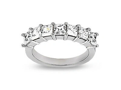 Pre-owned Jewelwesell Natural 0.70ct Diamond Wedding Band Ring 950 Platinum Princess Cut F Vs2 Prong In White