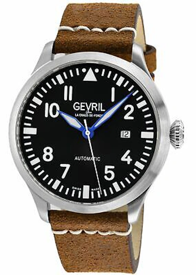 Pre-owned Gevril Men's Vaughn 43504 Swiss Automatic Sw200 Sellita Movement Leather Watch