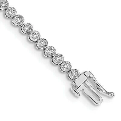 Pre-owned Skyjewelers Real 14kt White Gold Diamond Tennis Chain Bracelet; 7 Inch