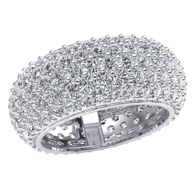 Pre-owned Jewelwesell 14k Gold Domed 5-row Pave Eternity Band Promise Ring 5.00ct Round Cut Diamond