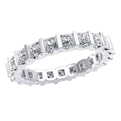 Pre-owned Jewelwesell 14k Gold 2.20ct Womens Princess Cut Diamond Shared U-bar Set Eternity Band Ring