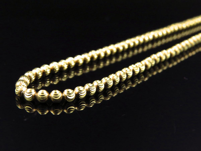 Pre-owned Jewelry Unlimited Mens 10k Yellow Gold Moon Cut Beaded Link Chain Necklace 5mm 22"-30"