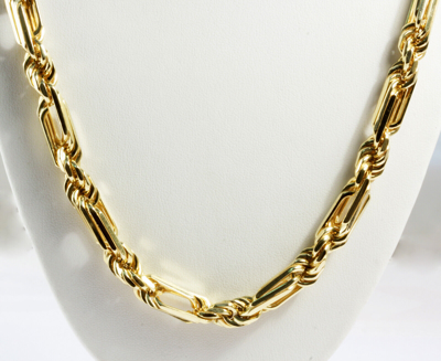 Pre-owned Gd Diamond 148 Gram 14k Solid Gold Yellow Figarope Milano Men's Chain Necklace 30" 8 Mm