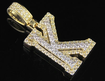 Pre-owned Jewelry Unlimited K Initial Custom Letter Diamond Pendant Charm In 10k Two Tone Gold 1 1/2 Ct 1.5" In G-h