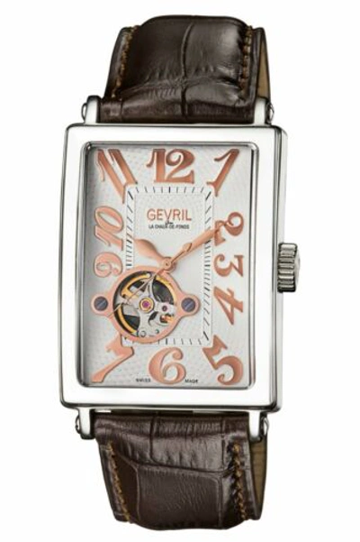 Pre-owned Gevril Men's 5070-6 Avenue Of America Intravedere Swiss Automatic Brown Watch