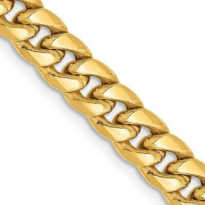 Pre-owned Skyjewelers Real 14k Yellow Gold 6mm Semi-solid Miami Cuban Chain; 22 Inch; Lobster Clasp