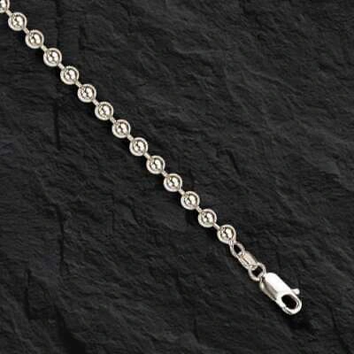 Pre-owned Nova 14k White Gold Bead Ball Link Pendant Chain Necklace 3 Mm 20" 14 Grams Bd3n In No Stone