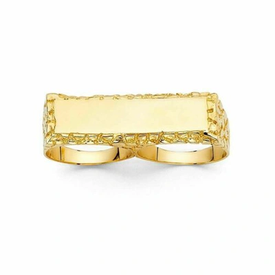 Pre-owned Tdgj 14k Yellow Gold 2 Finger Men's Ring / Avg. Weight - 17.9 Grams