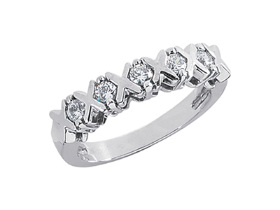 Pre-owned Jewelwesell Genuine 1.00ct Diamond Xoxo Wedding Band Ring 10k White Gold Round I Si2 Prong