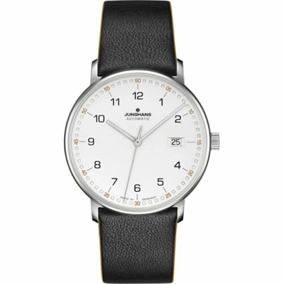 Pre-owned Junghans Max Bill Form A Wrist Watch | White/black Calf Leather 027/4731.00