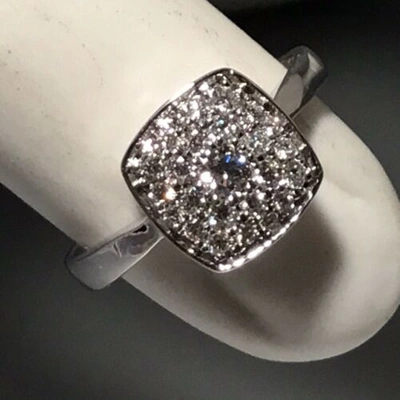Pre-owned Bony Levy 18 K Wg Pave Diamond Square Shape Ring 0.28 Ctw
