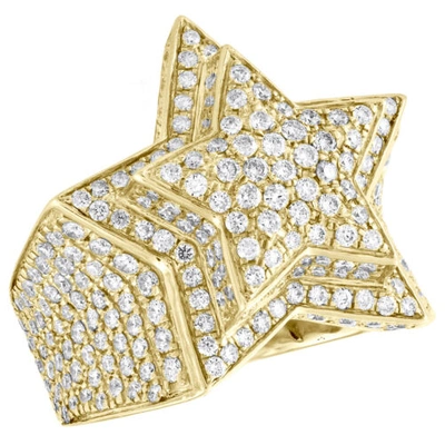 Pre-owned Jfl Diamonds & Timepieces 10k Yellow Gold Round Diamond 24mm Super Star Tier Pave Pinky Ring Band 3.58 Ct. In White