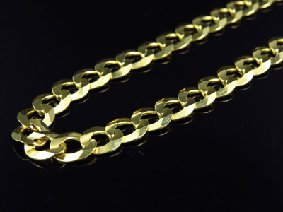 Pre-owned Jewelry Unlimited Flat Solid Curb Cuban Chain 7.5 Mm In 10k Yellow Gold