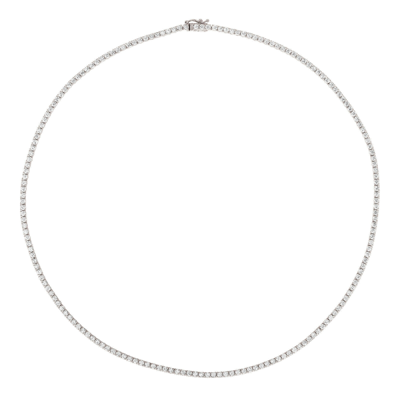 Pre-owned Morris &amp; David 4.00 Carat Natural Diamond Tennis Necklace Si 14k White Gold 16 Inch
